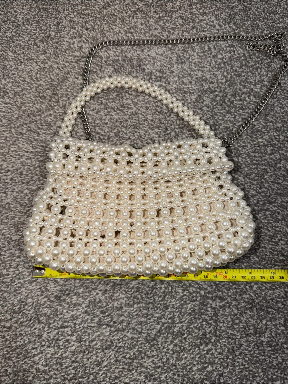 Zara Pearl Beaded Handbag - Ivory Elegant Evening Bag - Picture 11 of 11